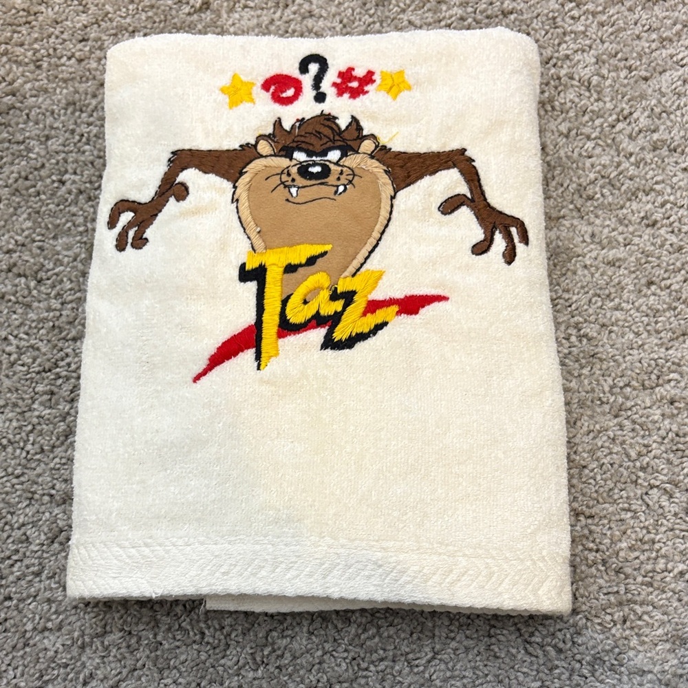 Looney Tunes Taz Tasmanian Devil Golf Tennis Towel vintage 90’s Made in USA